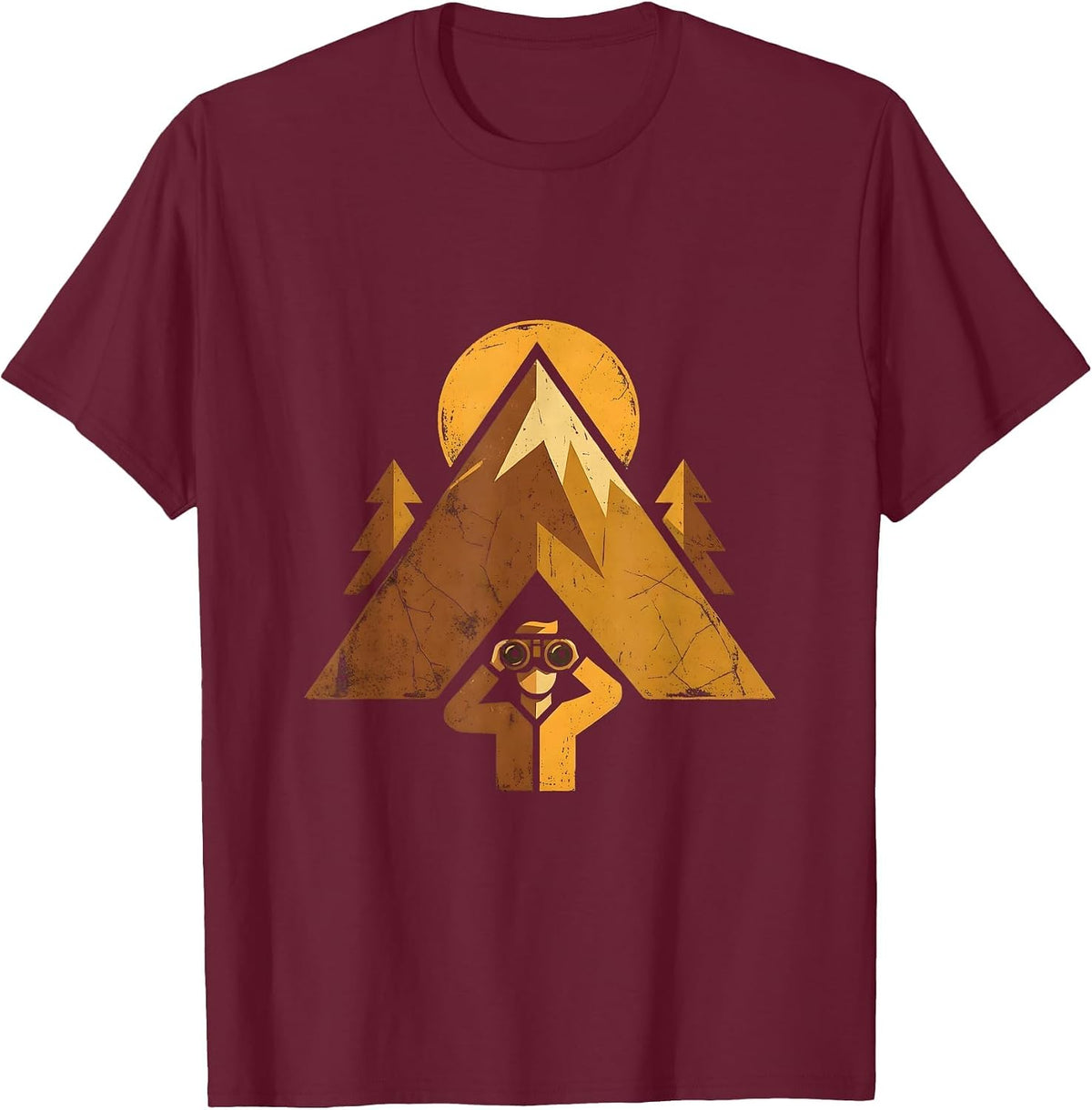 Hunter Glassing Mountains Binoculars Hunting Gift T-Shirt - Burgundy