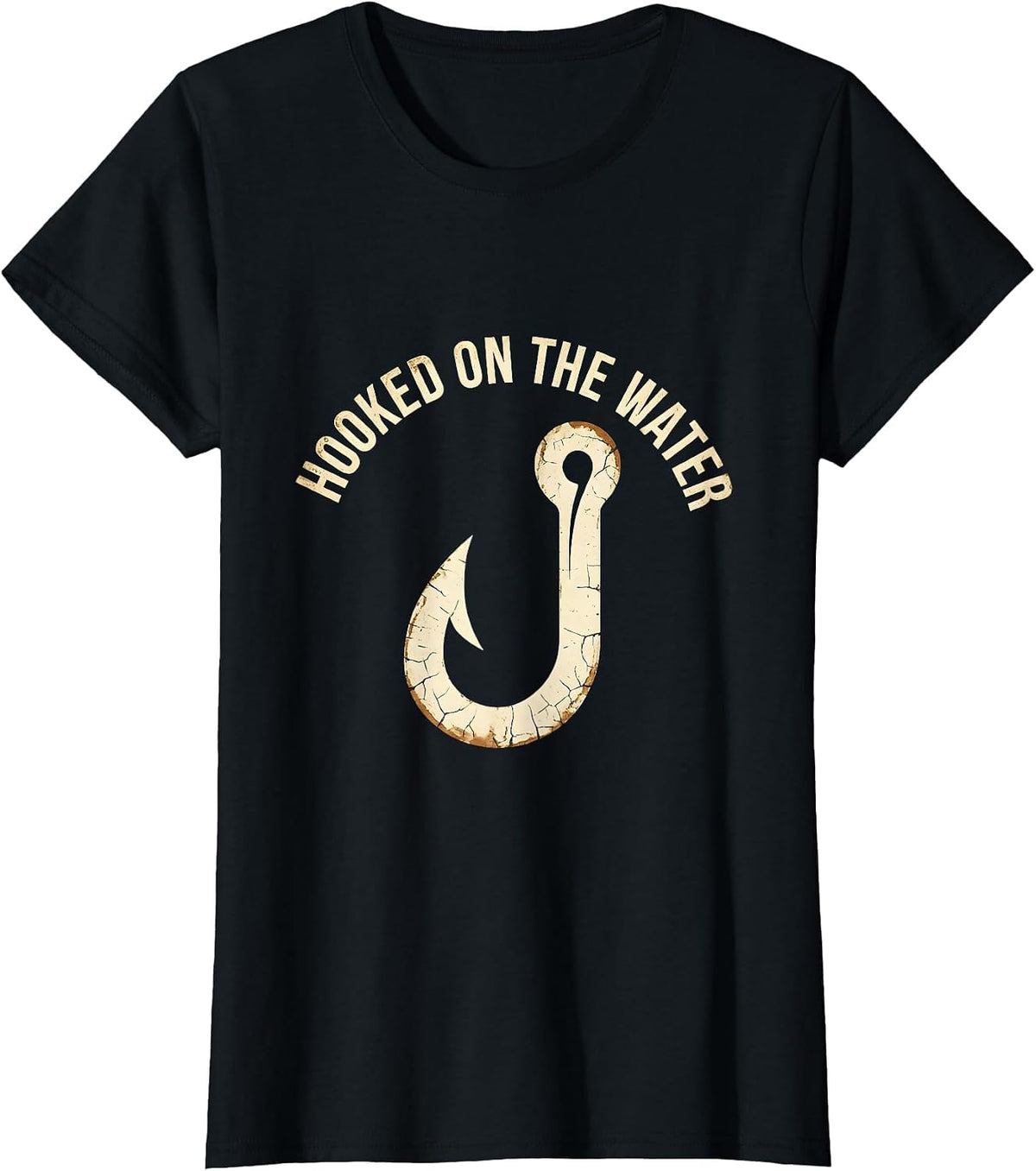 Hooked on the Water Fishing Reel Life Design T-Shirt - Black