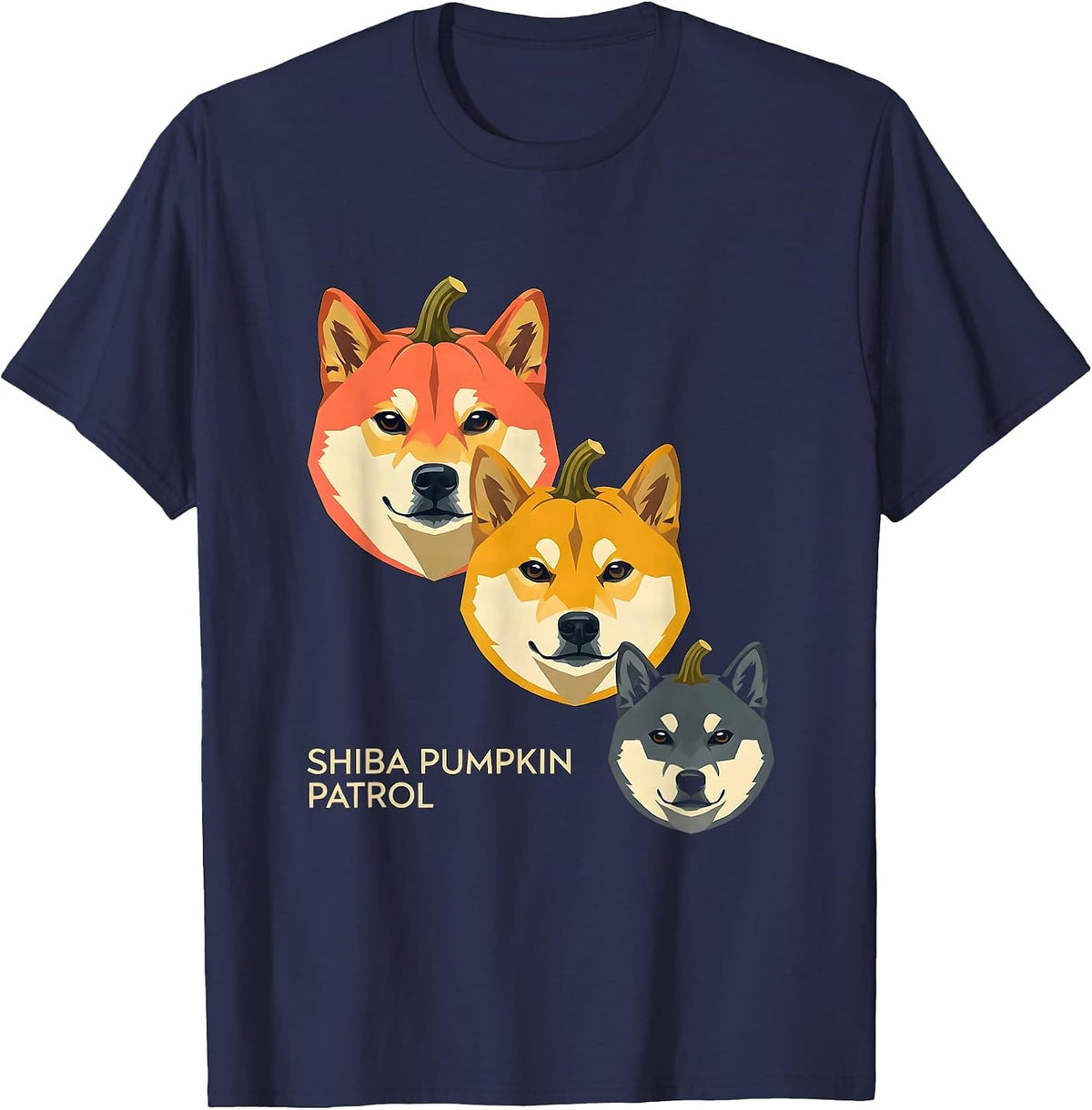 Shiba Pumpkin Patrol Cute Shiba Inu Halloween Dog Lover T-Shirt - Navy Blue