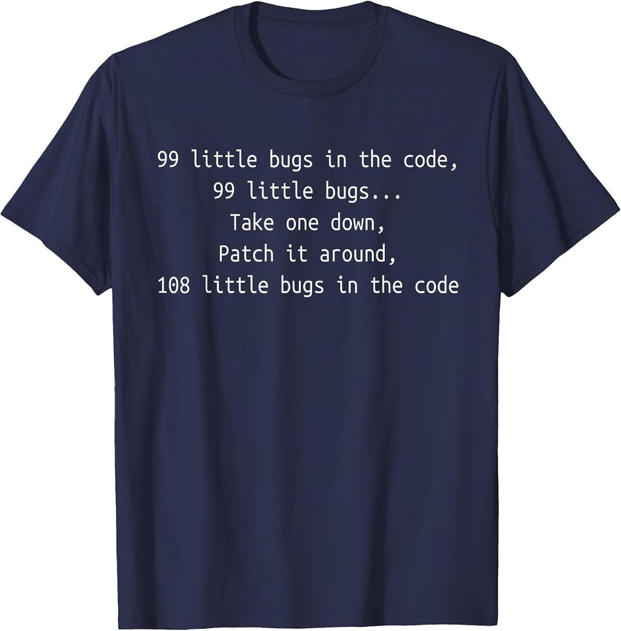 Software Development Humor - 99 Bugs in The Code - T-Shirt T-Shirt - Navy Blue