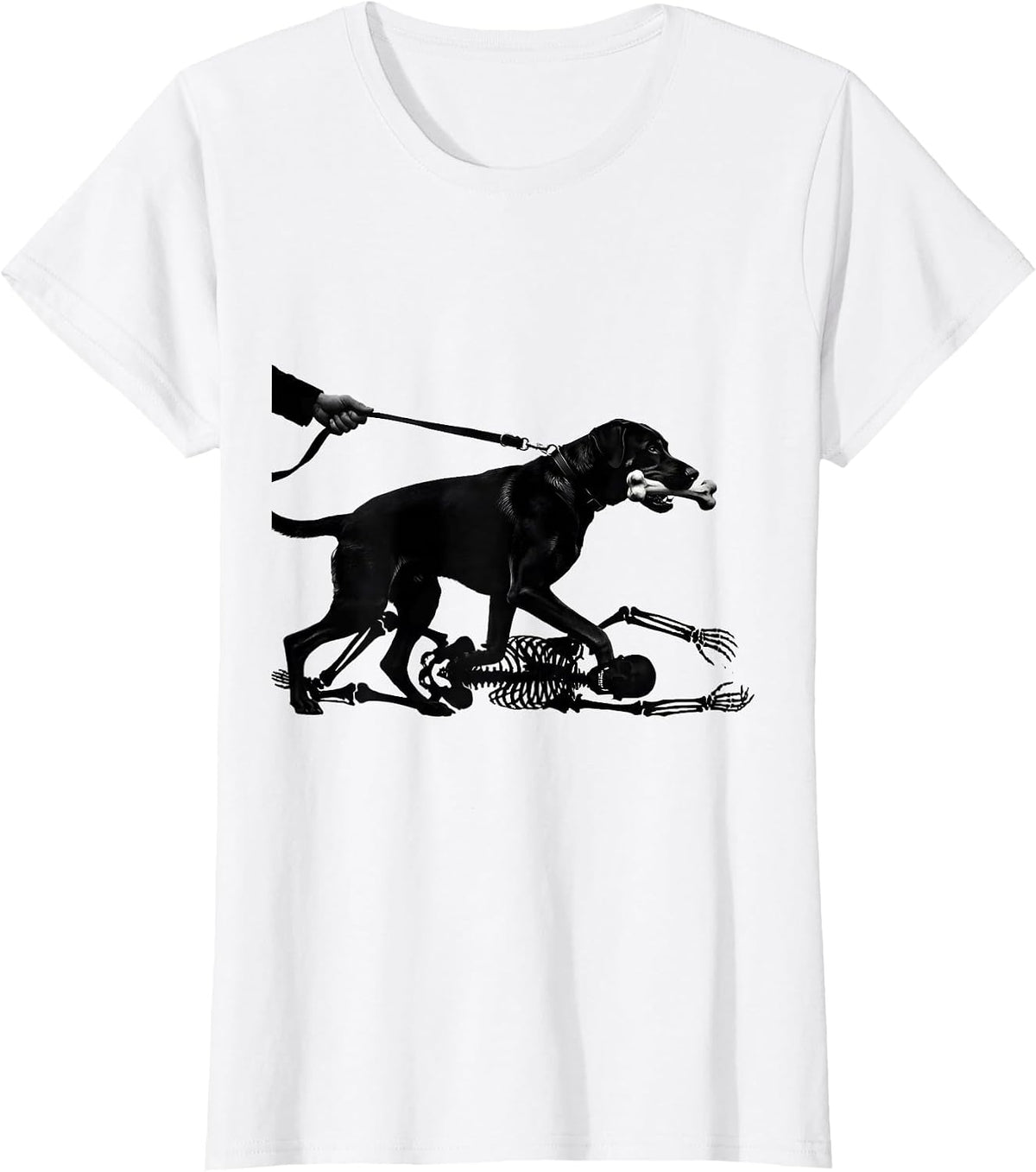 Women's Rhodesian Ridgeback Skeleton Chasing Halloween Dog Mom Humor T-Shirt - White