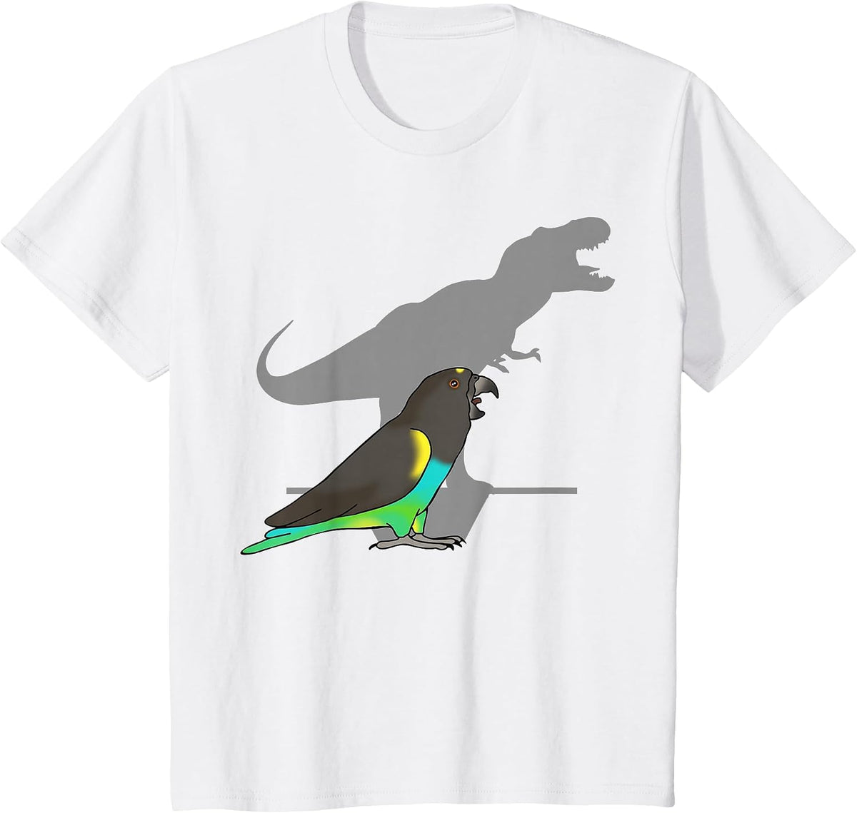 Funny Dinosaur Parrot T-rex Meyer's Parrot Birb Memes T-Shirt - White