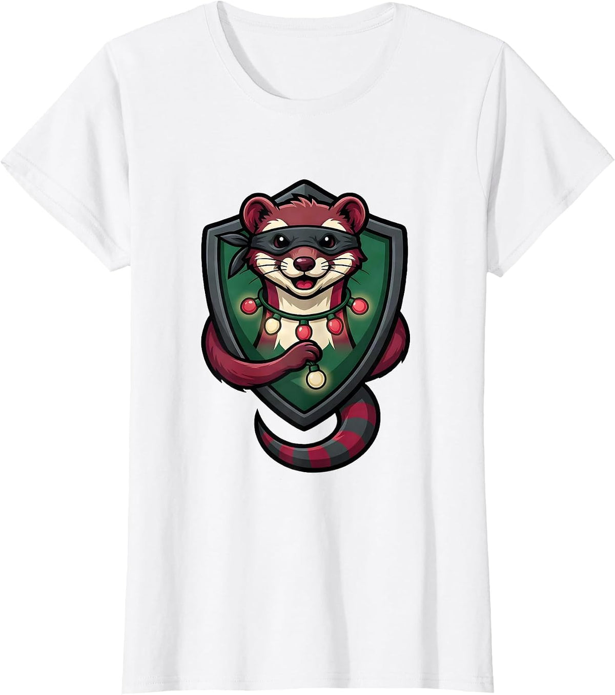 Masked Ferret Mascot Funny Ferret Lover Gift T-Shirt - White