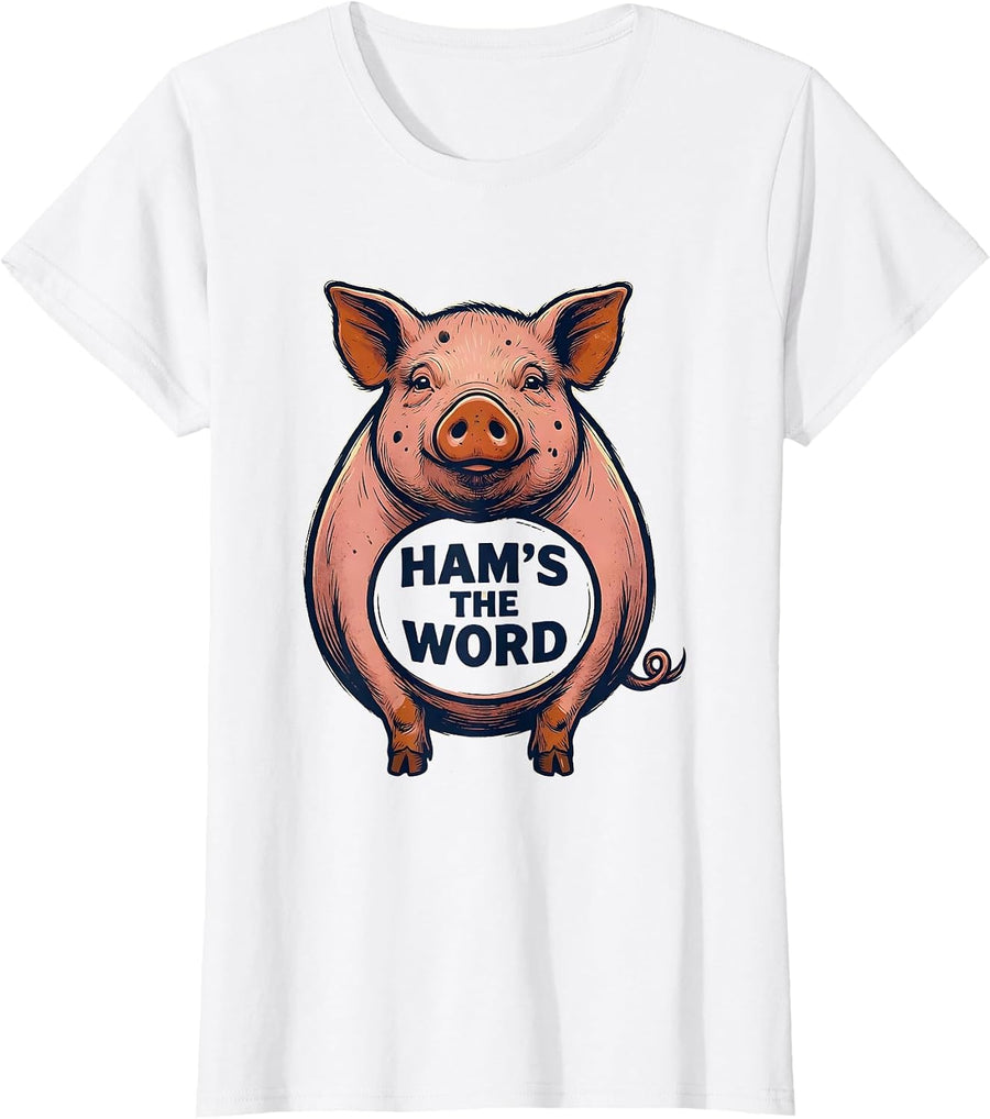 Women's Ham's The Word Vintage Funny Pig Farm Animal Lover Gift T-Shirt - White