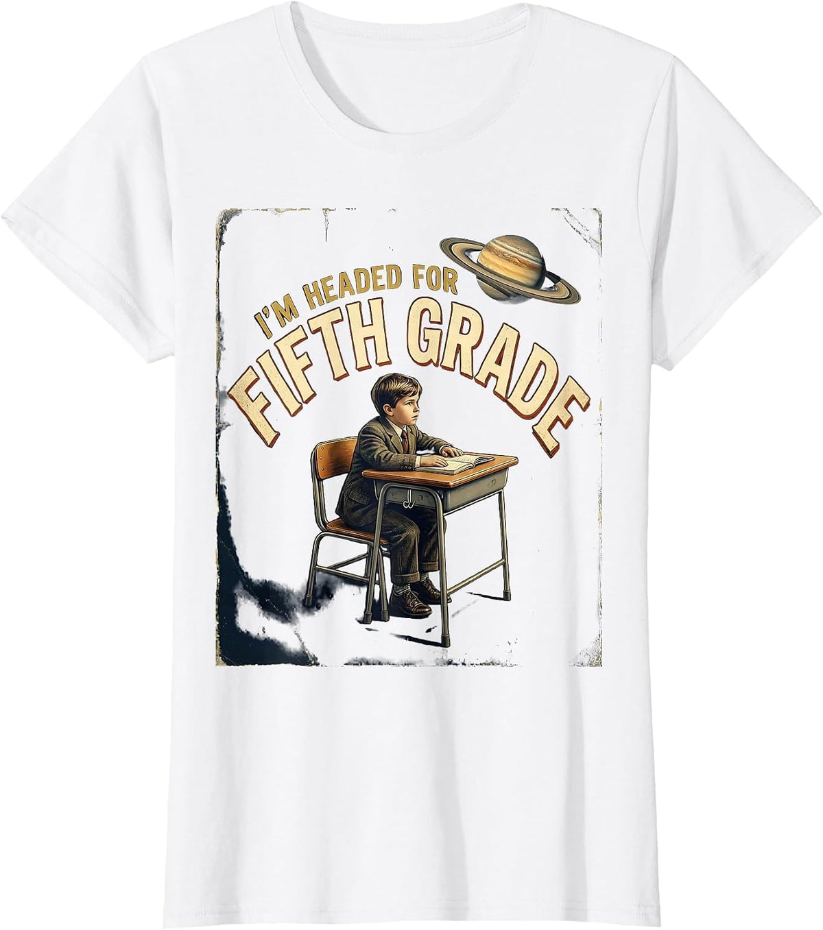 I'm Headed For Fifth Grade Vintage Astronaut Back To School T-Shirt - White