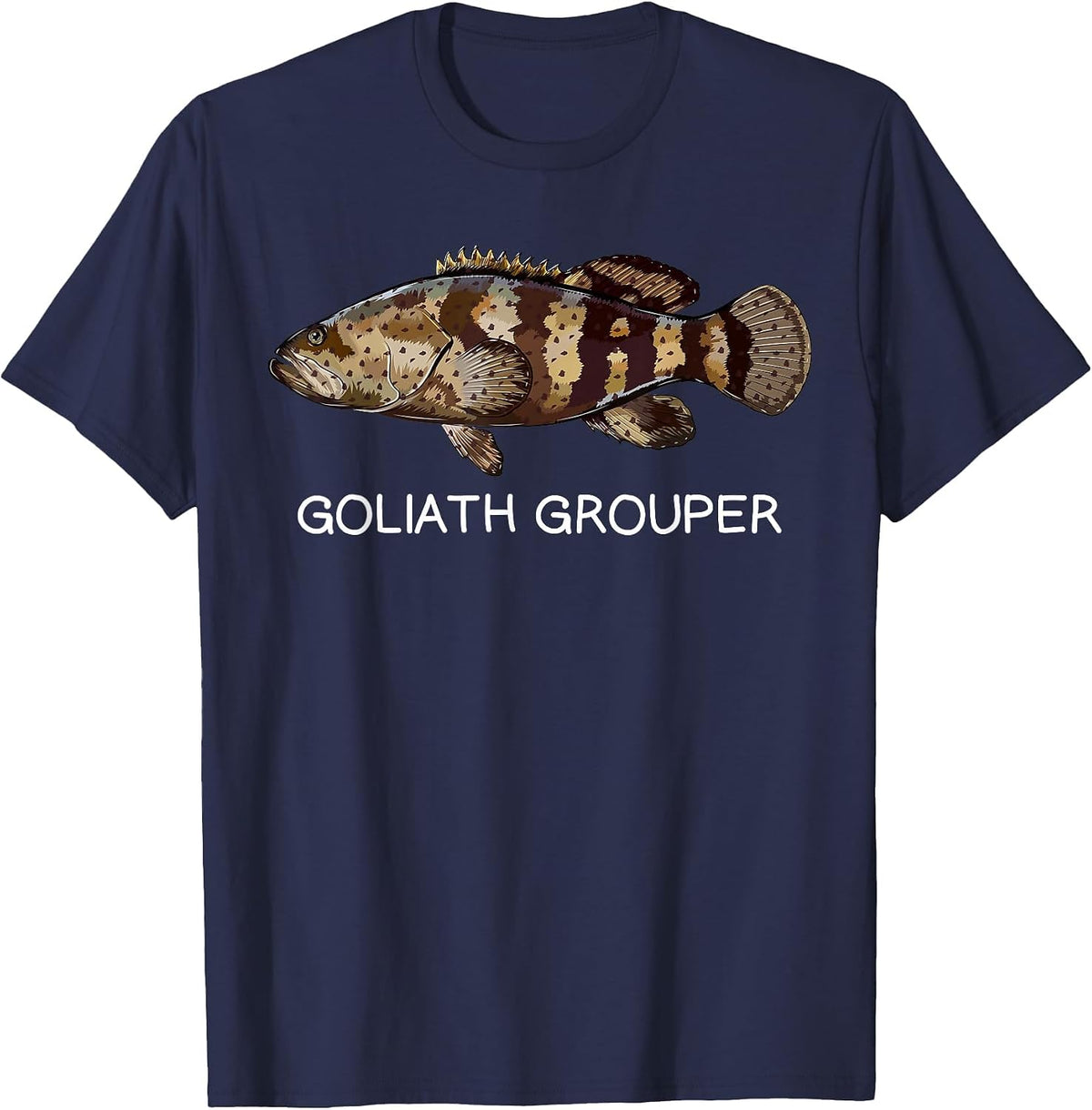Goliath Grouper Saltwater Game Fish T-Shirt - Navy Blue