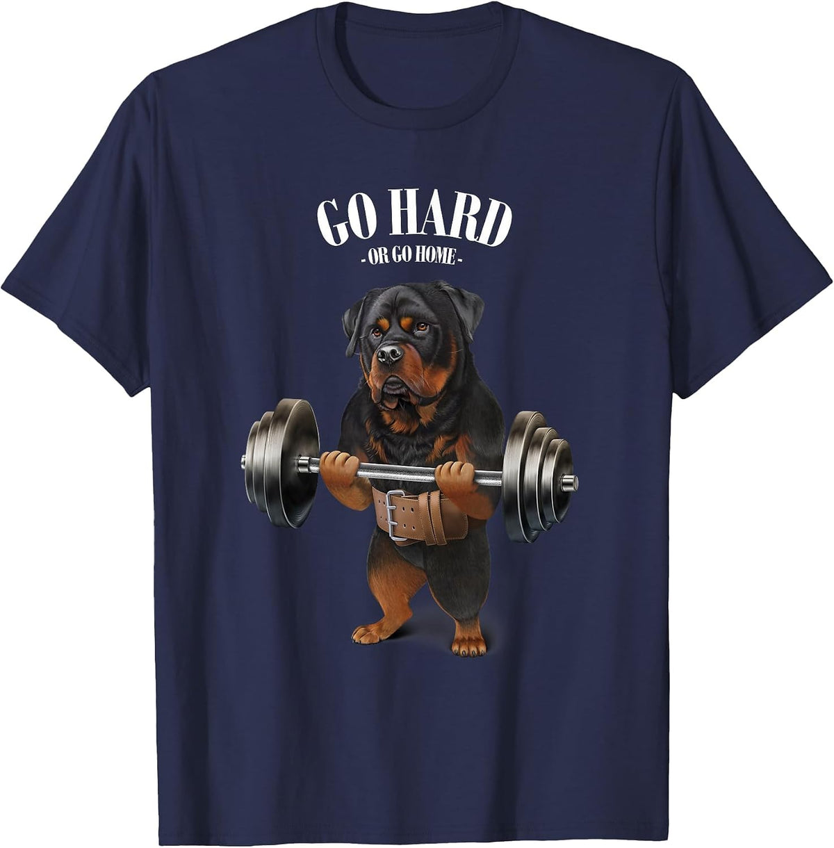 Rottweiler Weightlifting Gym Dog Bodybuilder Fitness Design T-Shirt - Navy Blue