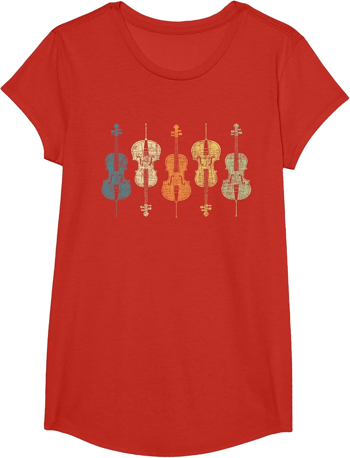 Retro Vintage Cello Player Cellist Musician Classical Music T-Shirt - Girls Red