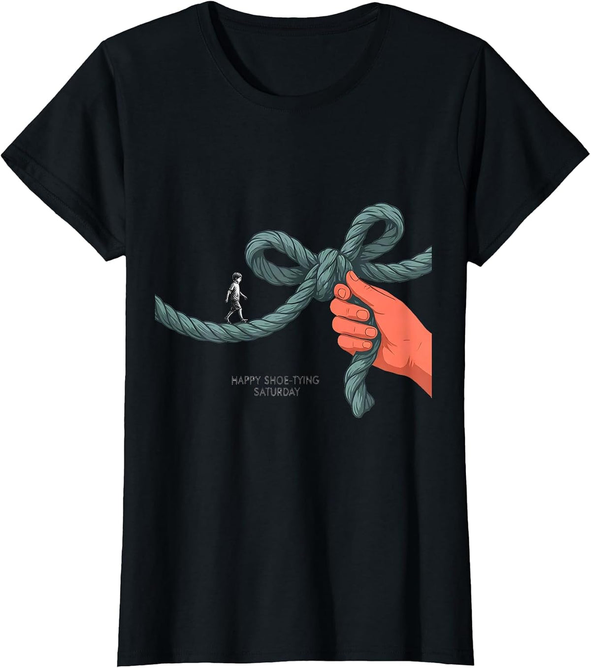 Women's Happy Shoe-Tying Saturday Occupational Therapy OT Assistant T-Shirt - Black