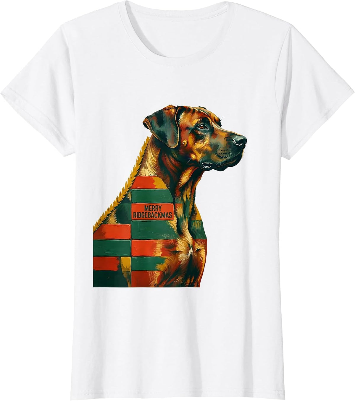 Merry Ridgebackmas Funny Rhodesian Ridgeback Dog Lover T-Shirt - White