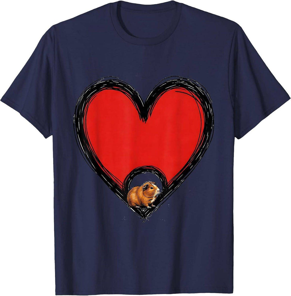 Heart Guinea Pig Fan Gift Cute Animal Lover T-Shirt - Navy Blue