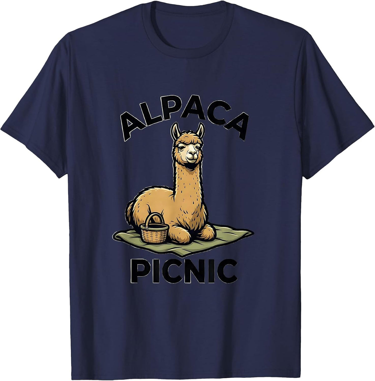 Men's Alpaca Picnic Funny Alpaca Lover Animal Humor Gift T-Shirt - Navy Blue