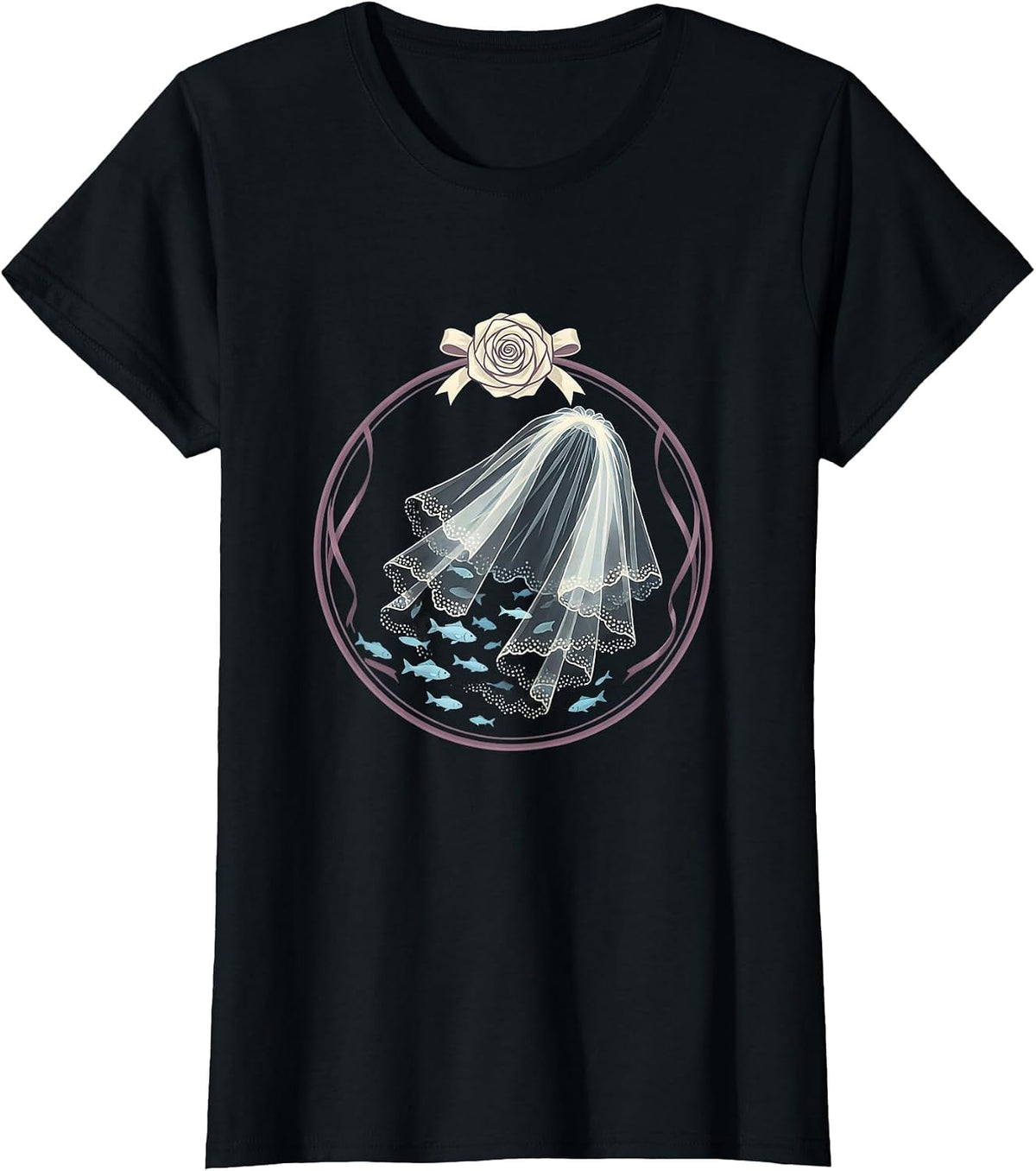 Bridal Veil Underwater Ocean Dream Graphic T-Shirt - Black