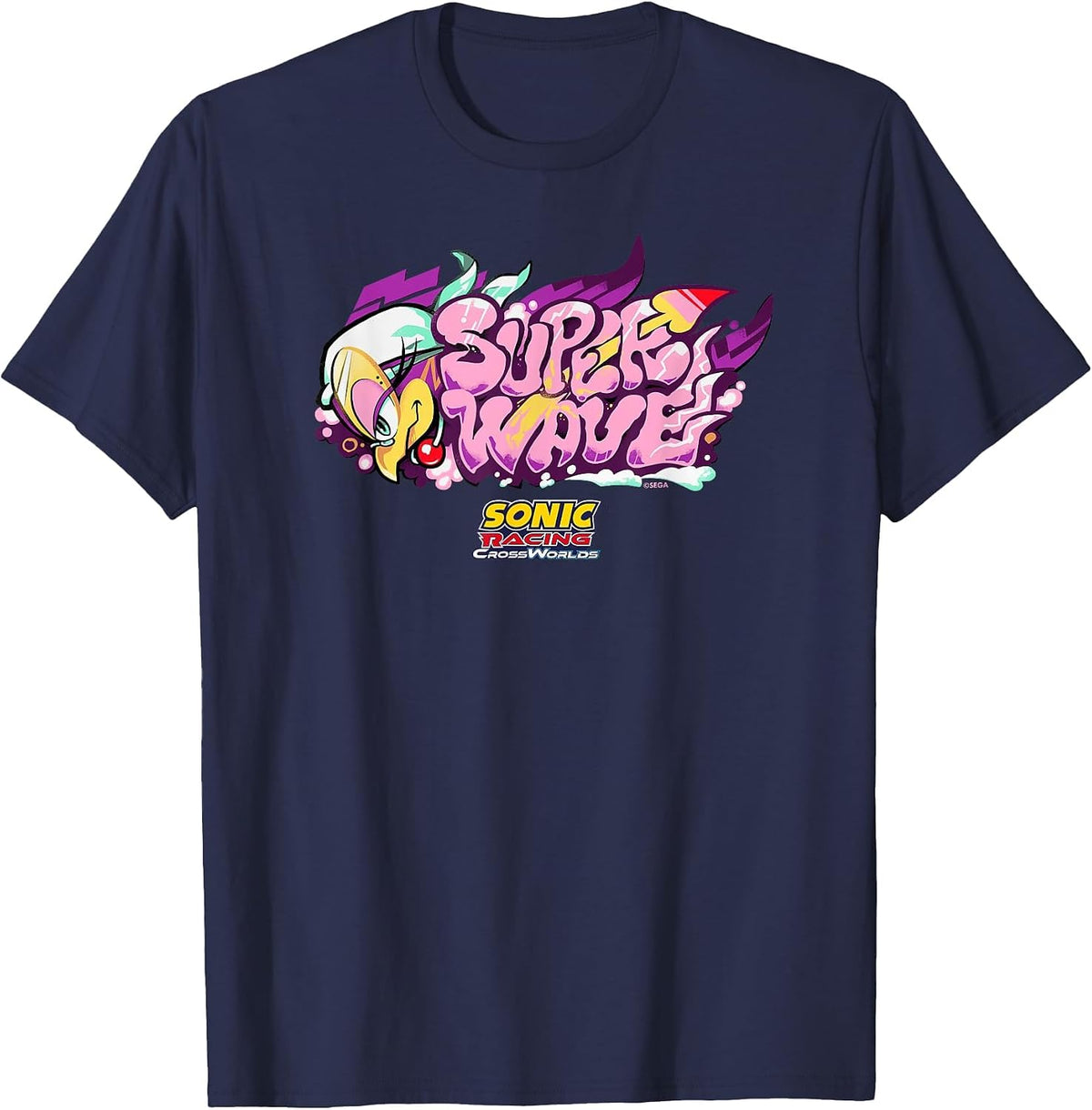 Sonic Racing CrossWorlds - Wave Decal T-Shirt - Navy Blue