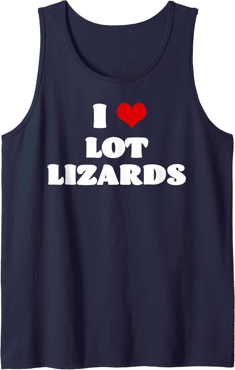 Mens I Love Lot Lizard Red Heart Funny Tank Top - Navy Blue