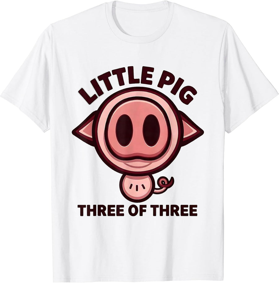 Men's Little Pig Three Of Three Funny Pig Costume Halloween Humor T-Shirt - White