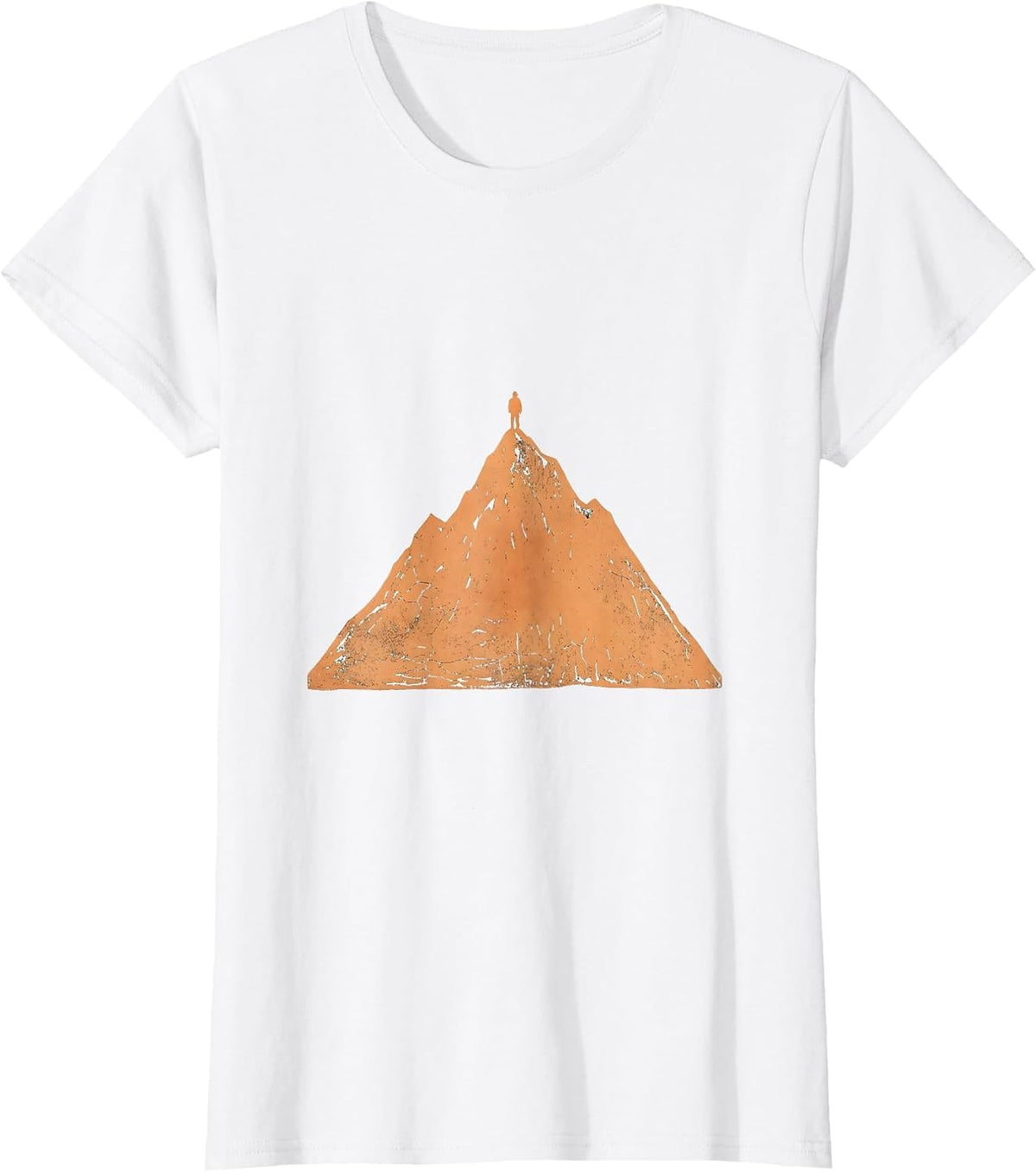 Lone Hiker Silhouette Ridge at Dusk Outdoor Design T-Shirt - White