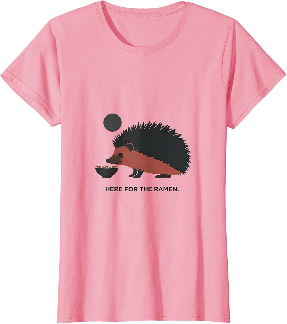 Women's Here For The Ramen Funny Japanese Cat Anime Kawaii Graphic T-Shirt - Pink