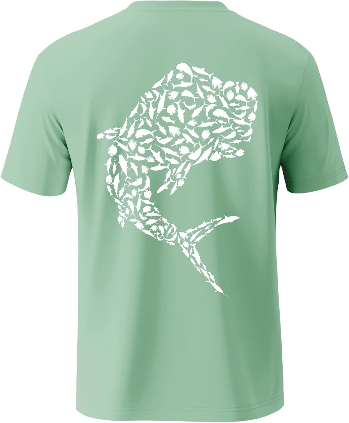 Palmyth Mens Fishing Shirts UPF 50+ Quick Dry Short Sleeve Tee - Seafoam \/ Mahi