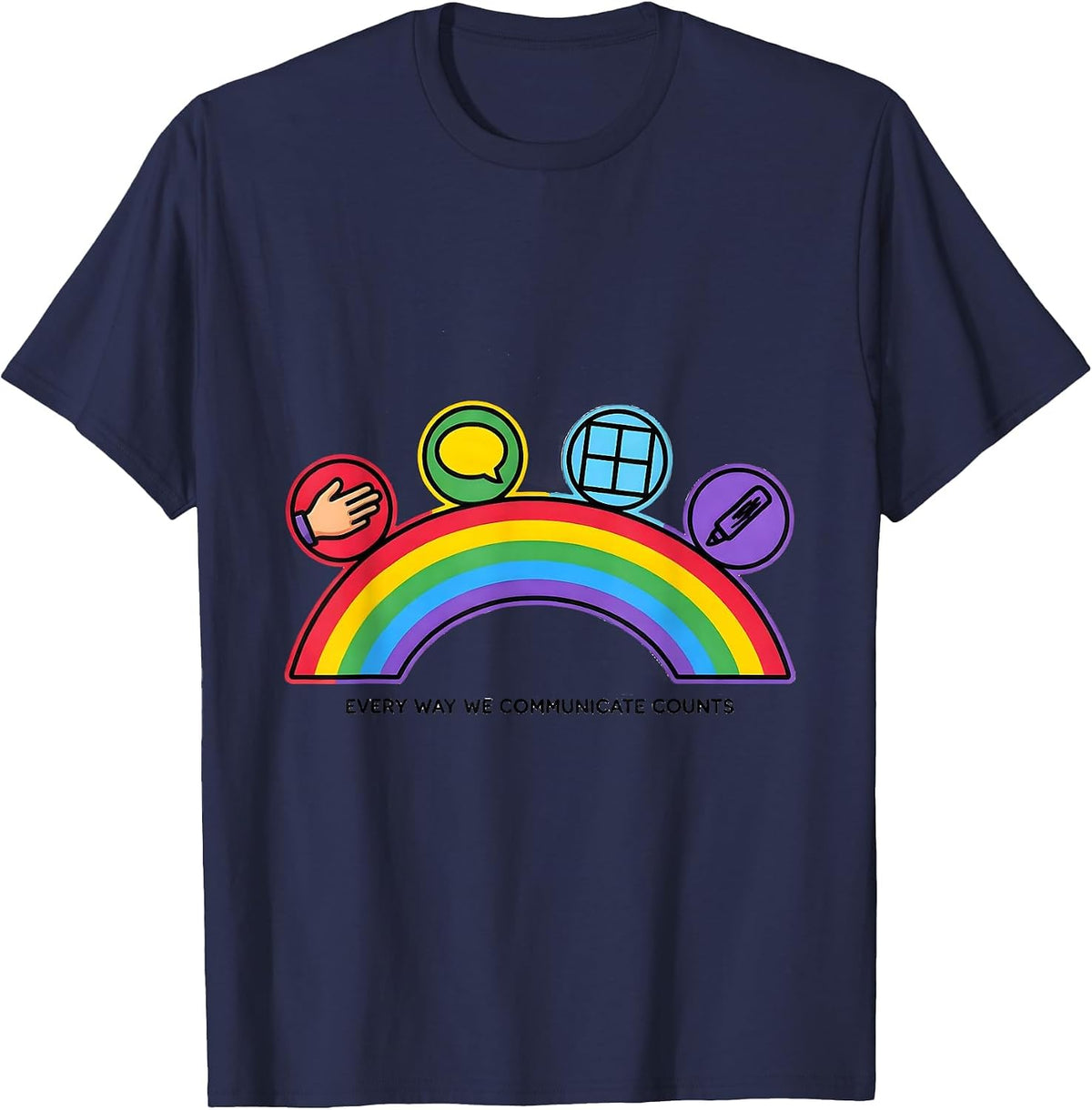 Men's Every Way We Communicate Counts Special Education Teacher T-Shirt - Navy Blue