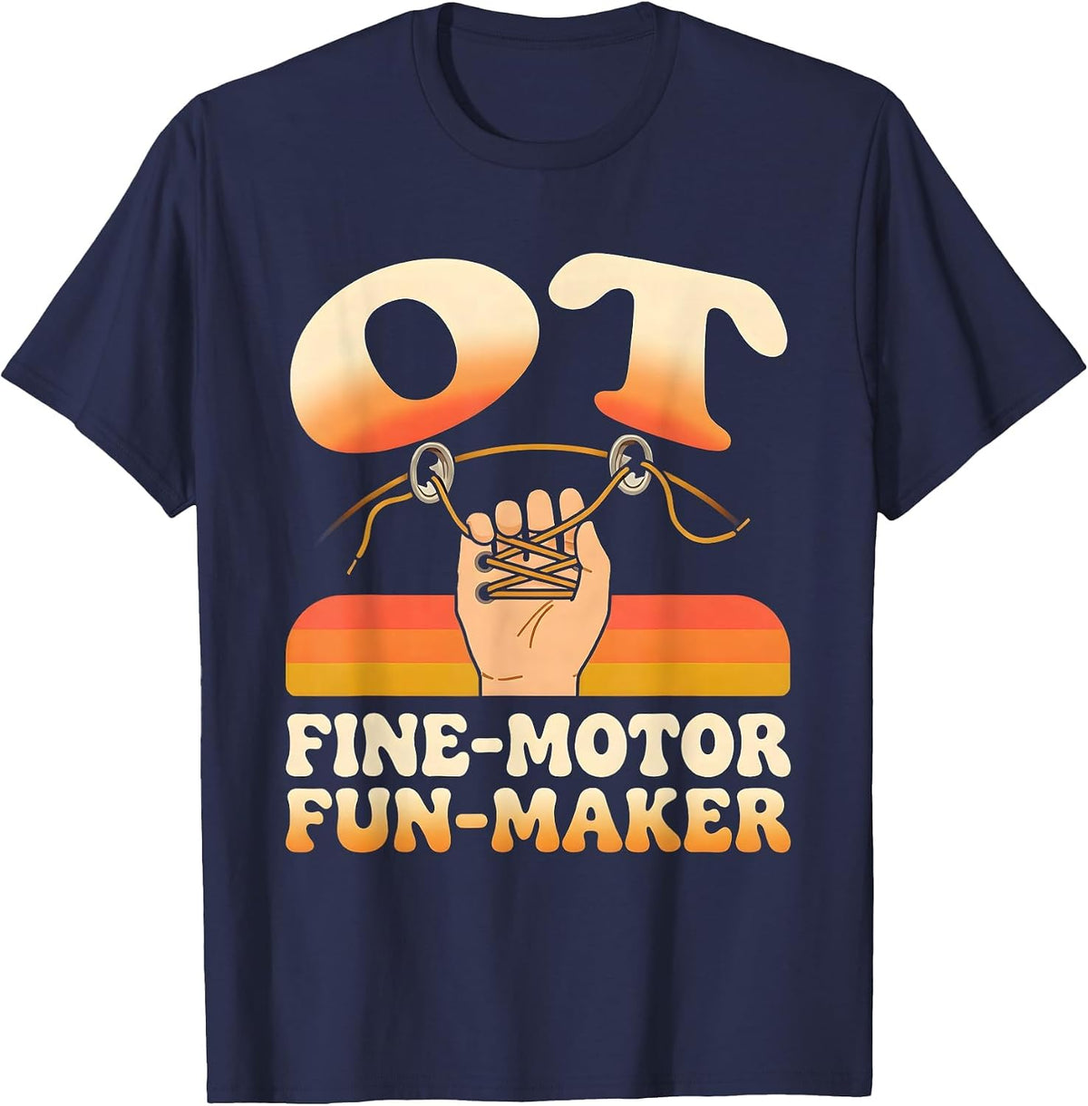 Men's OT Fine-Motor Fun-Maker Retro Occupational Therapy T-Shirt - Navy Blue