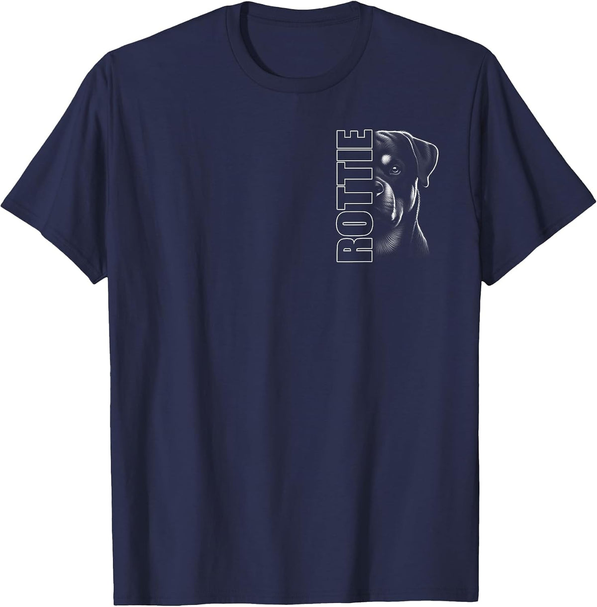 Fashionable Rottweiler Design with Stylish Text on Chest T-Shirt - Navy Blue
