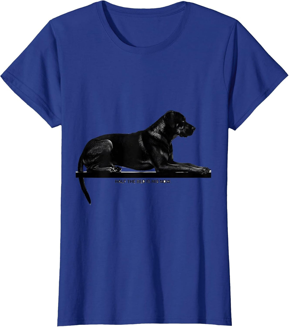 Women's Half The Bed Is His Now Funny Rhodesian Ridgeback Dog Owner T-Shirt - Royal Blue