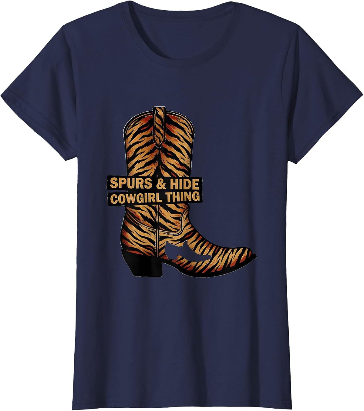 Women's Spurs & Hide Cowgirl Thing Western Rodeo Lifestyle Pride T-Shirt - Navy Blue