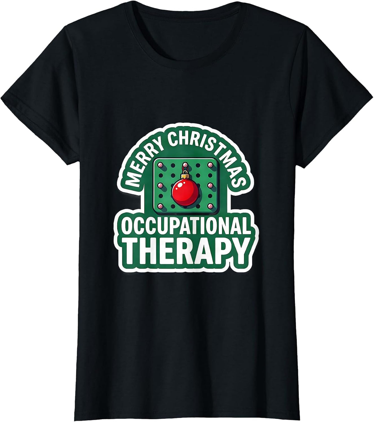 Merry Christmas Occupational Therapy Funny OT Sticker T-Shirt - Black