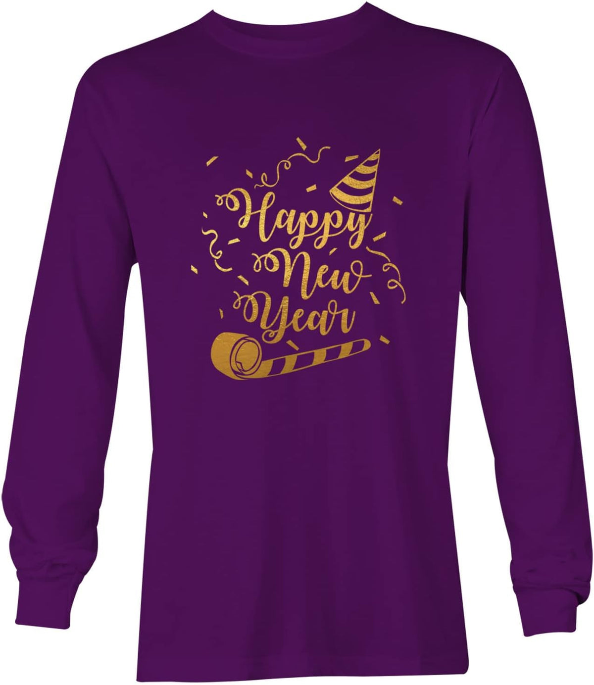 Tcombo Happy New Year - Gold Foil Celebrate Unisex Long Sleeve Shirt - Purple