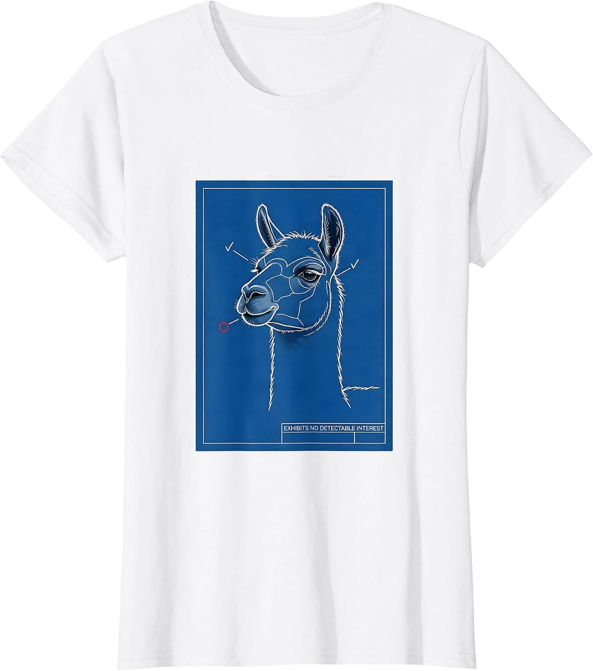 Women's Exhibits No Detectable Interest Funny Llama Alpaca Humor T-Shirt - White
