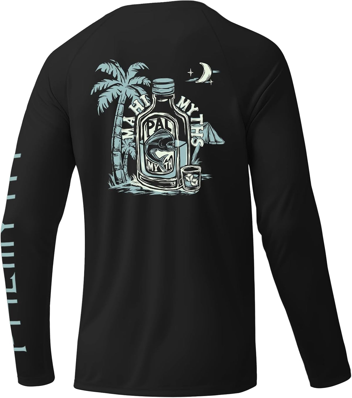 Palmyth Fishing Shirts for Men Long Sleeve UPF 50+ Sun Protection Tee - Black \/ Mahi Myths