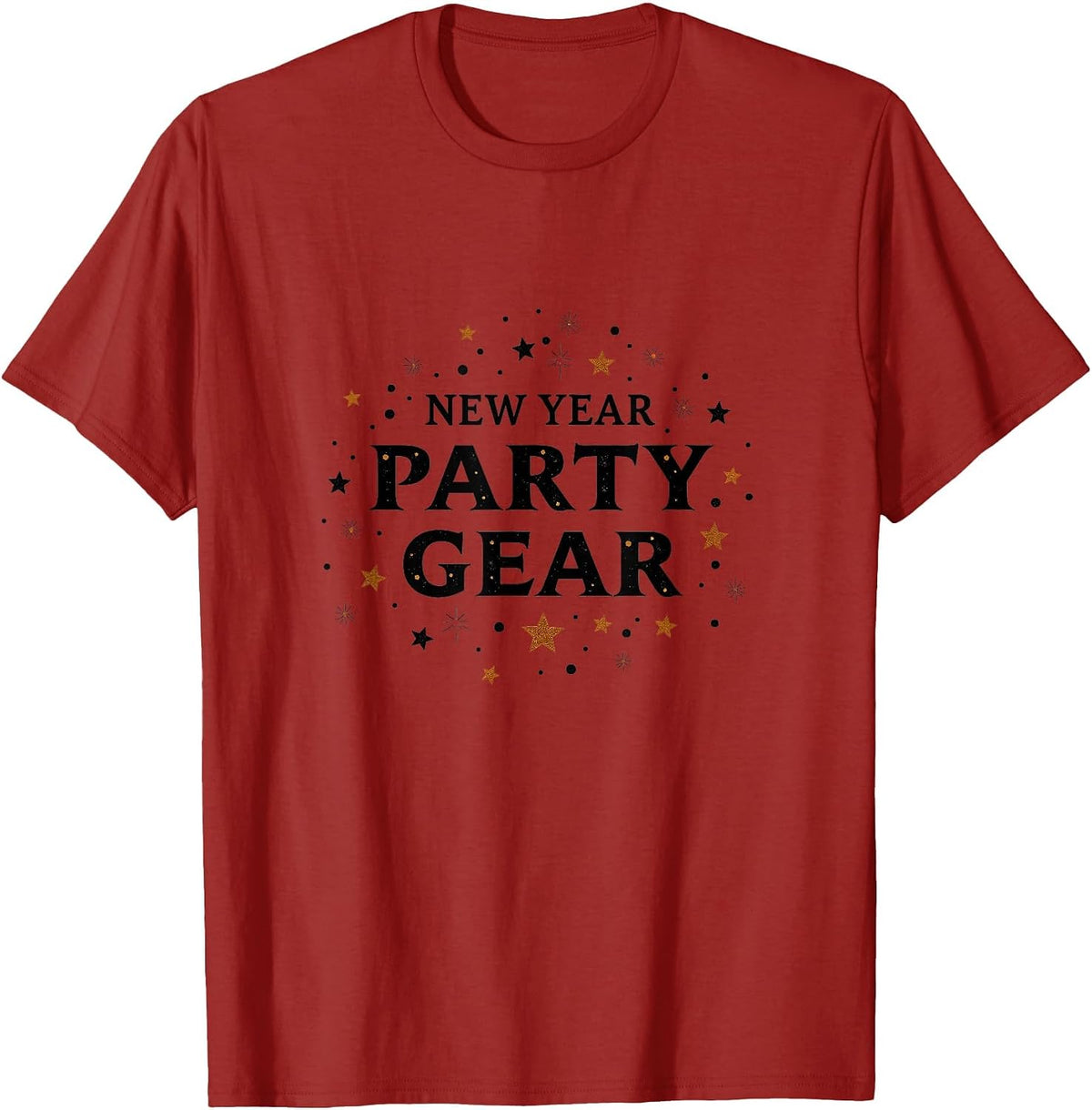 New Year Party Gear Celebration Design T-Shirt - Cranberry Red