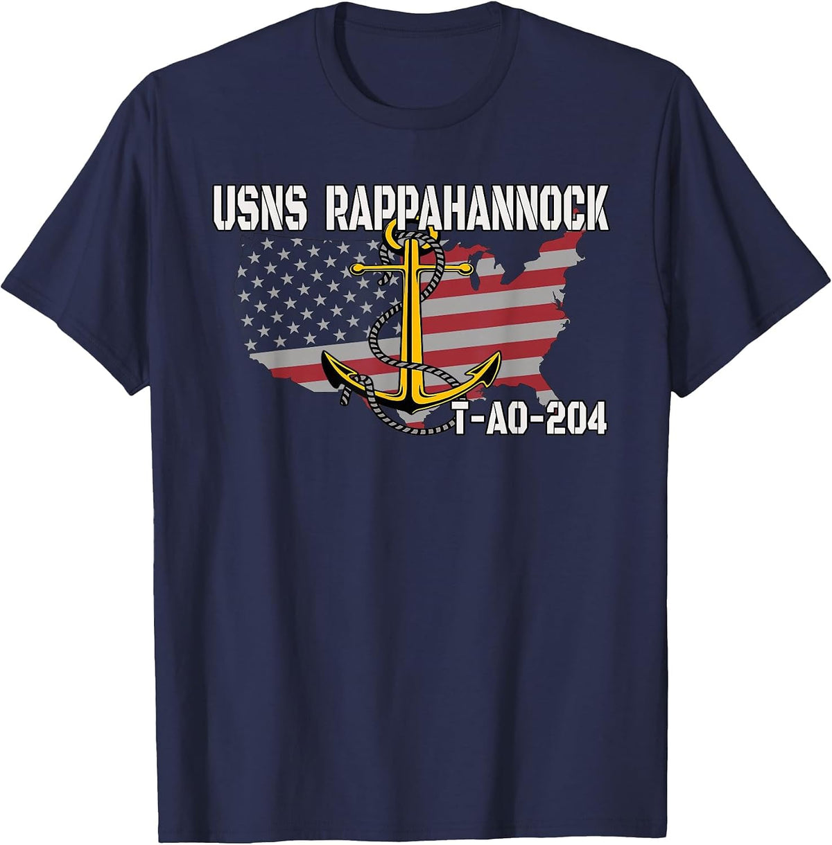 USNS Rappahannock T-AO-204 Replenishment Oiler Ship Veterans T-Shirt - Navy Blue