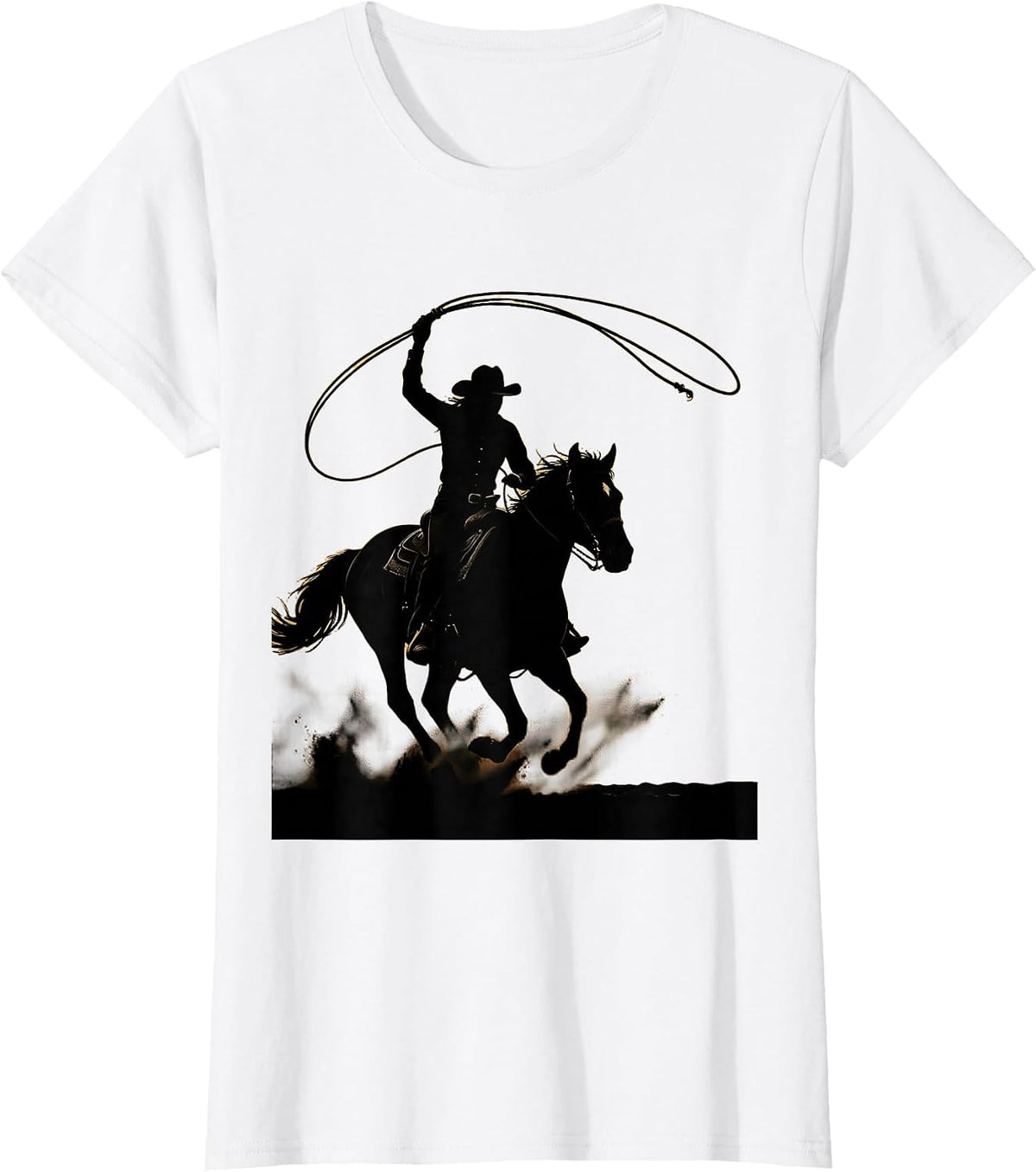 Women's Cowgirl Swinging Rope Rodeo Arena Graphic T-Shirt - White