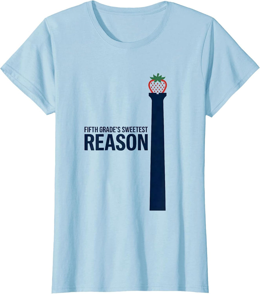 Women's Fifth Grade's Sweetest Reason Strawberry Back To School T-Shirt - Baby Blue