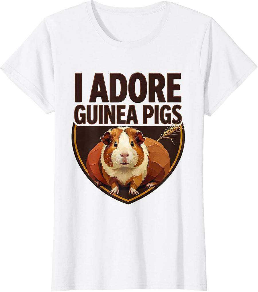 Women's I Adore Guinea Pigs Cute Pet Lover Humor T-Shirt - White