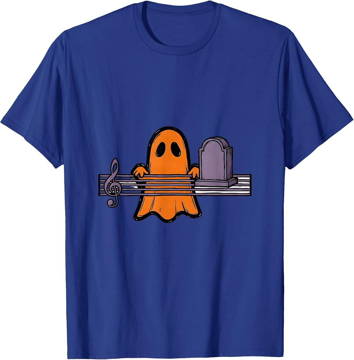 Ghost Musician Music Teacher Halloween Humor T-Shirt - Royal Blue