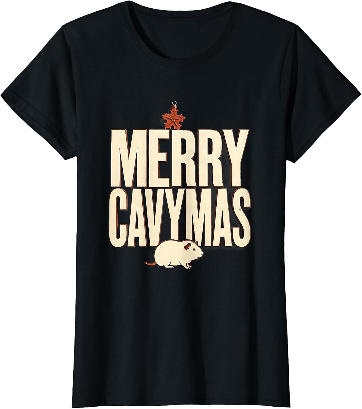 Merry Cavymas Wood Type Letterpress Funny Guinea Pig Pet T-Shirt - Black