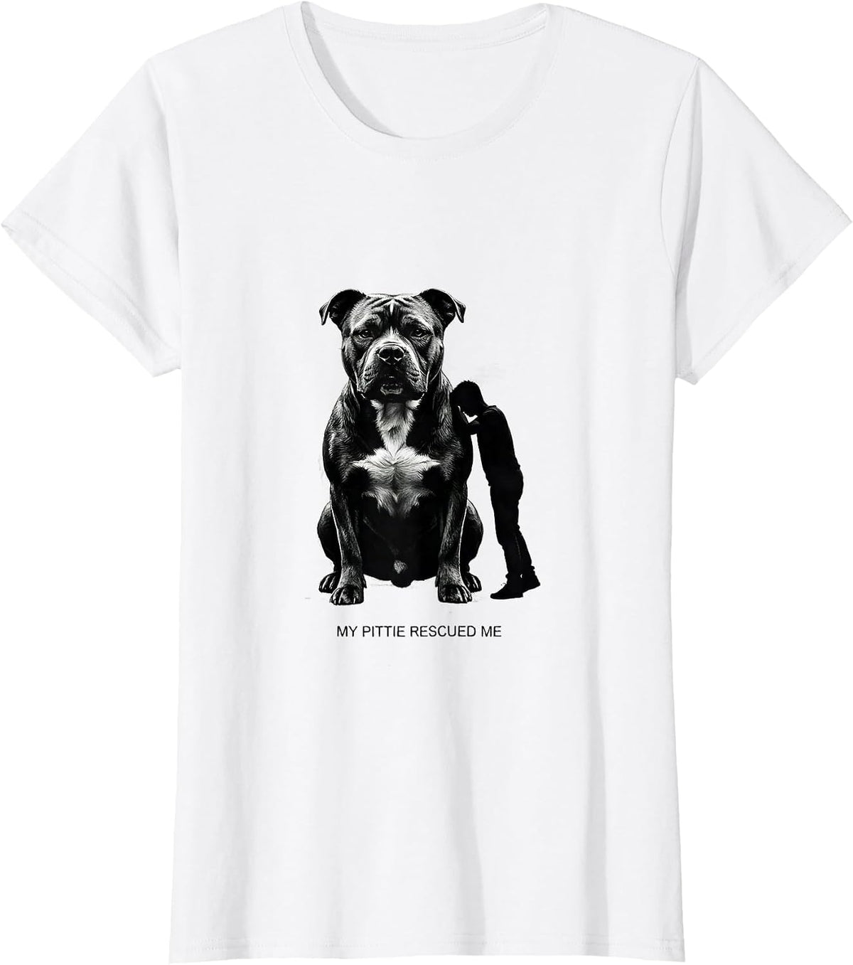 Women's My Pittie Rescued Me Funny Pitbull Dog Mom Rescue Pride T-Shirt - White