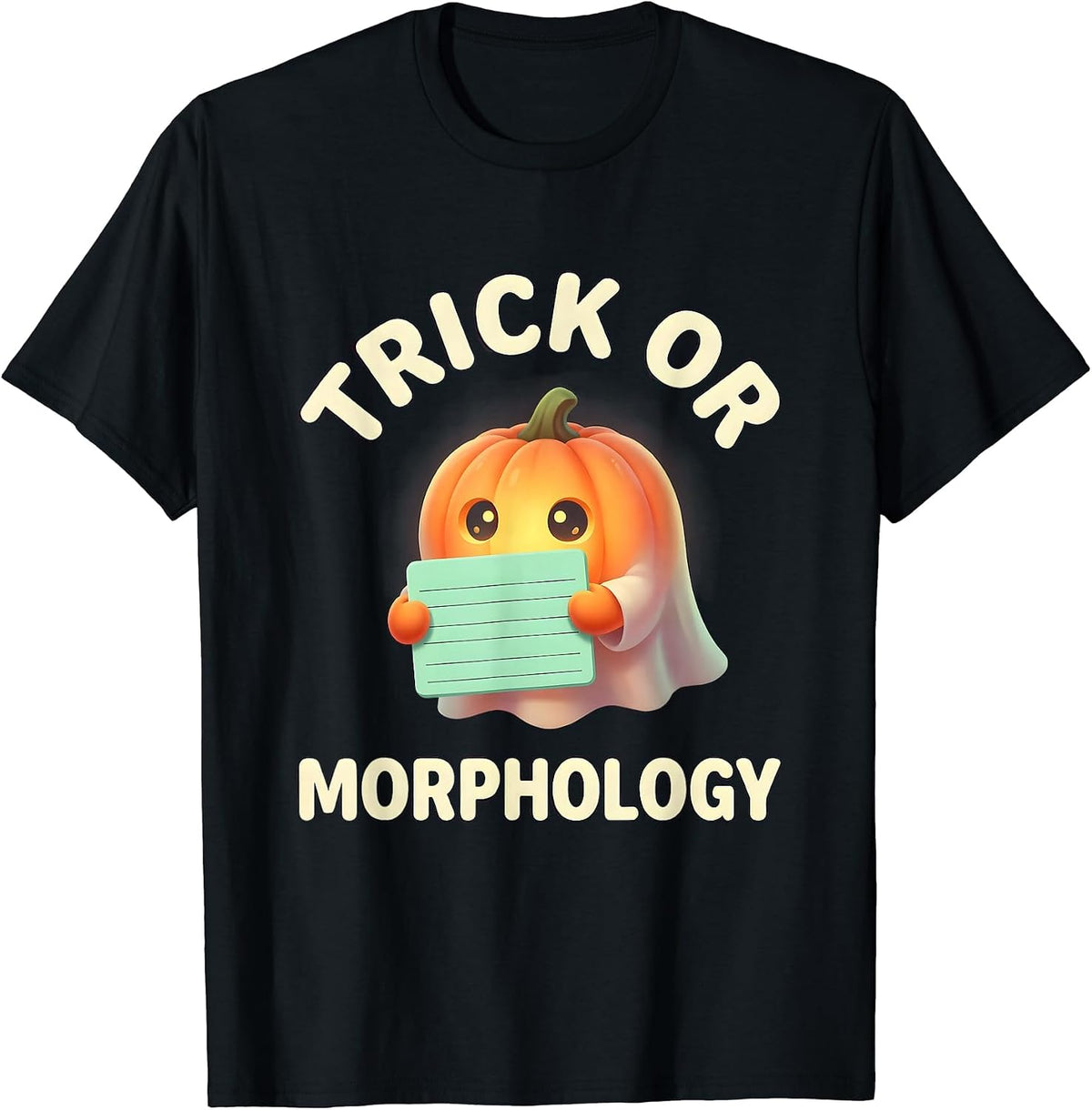 Men's Trick Or Morphology Cute Kawaii Halloween SLP Teacher Ghost T-Shirt - Black