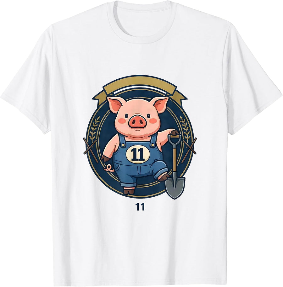 Men's 11 Cute Chibi Pig Emblem Halloween Costume Humor T-Shirt - White