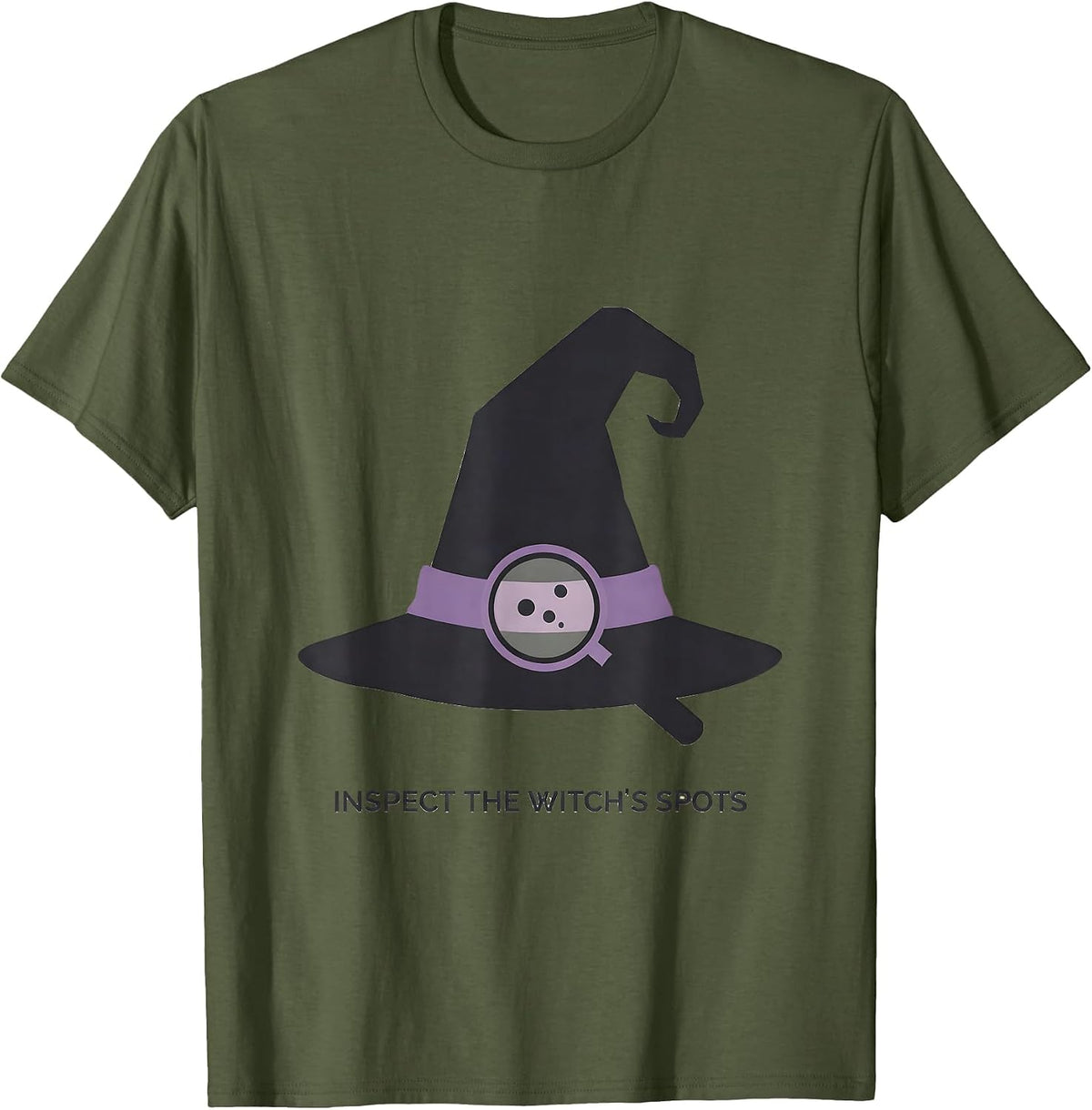 Men's Inspect The Witch's Spots Minimalist Halloween Dermatology T-Shirt - Olive Green