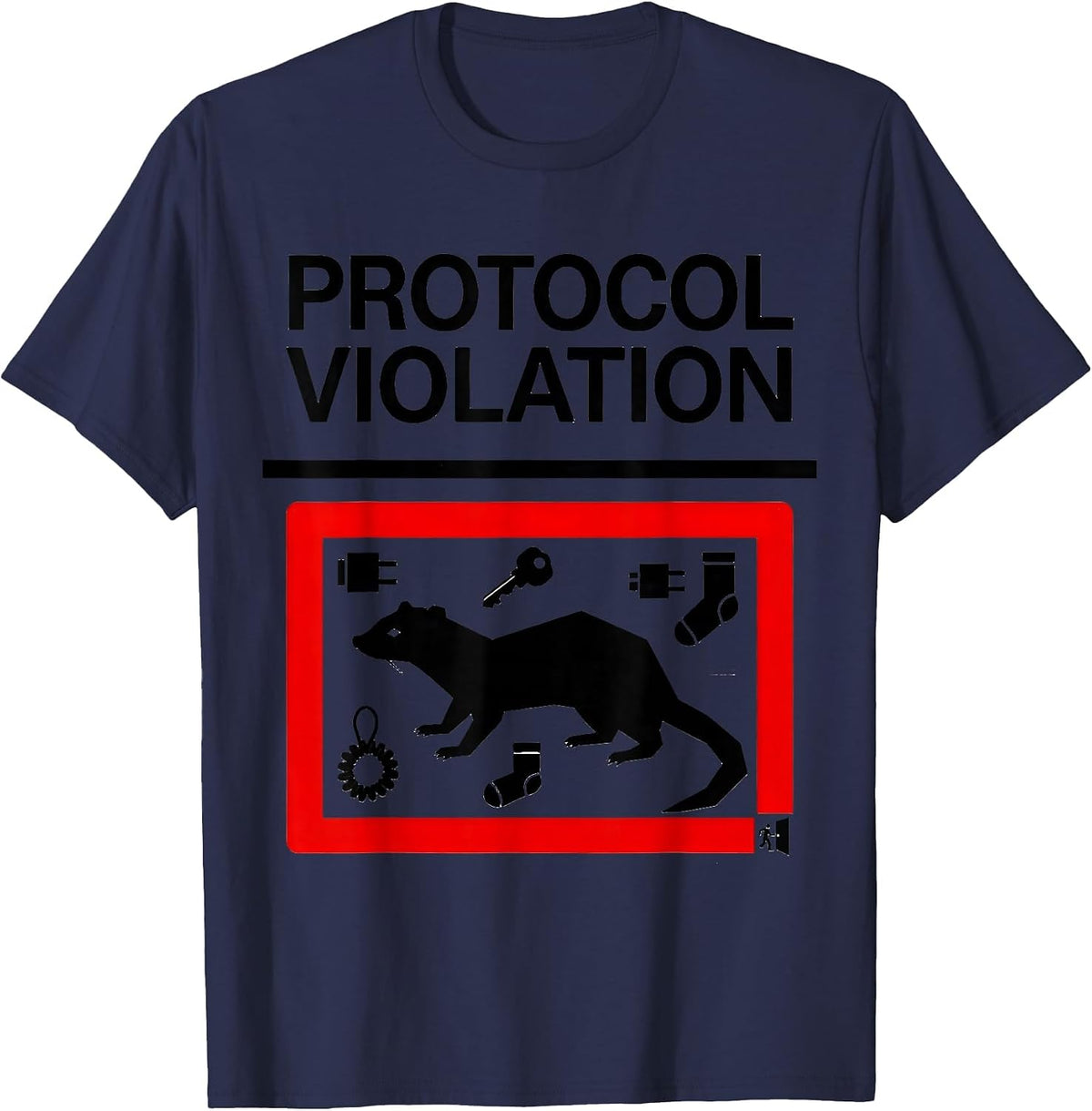Men's Protocol Violation Ferret Owner Gift Funny Ferret Lover T-Shirt - Navy Blue