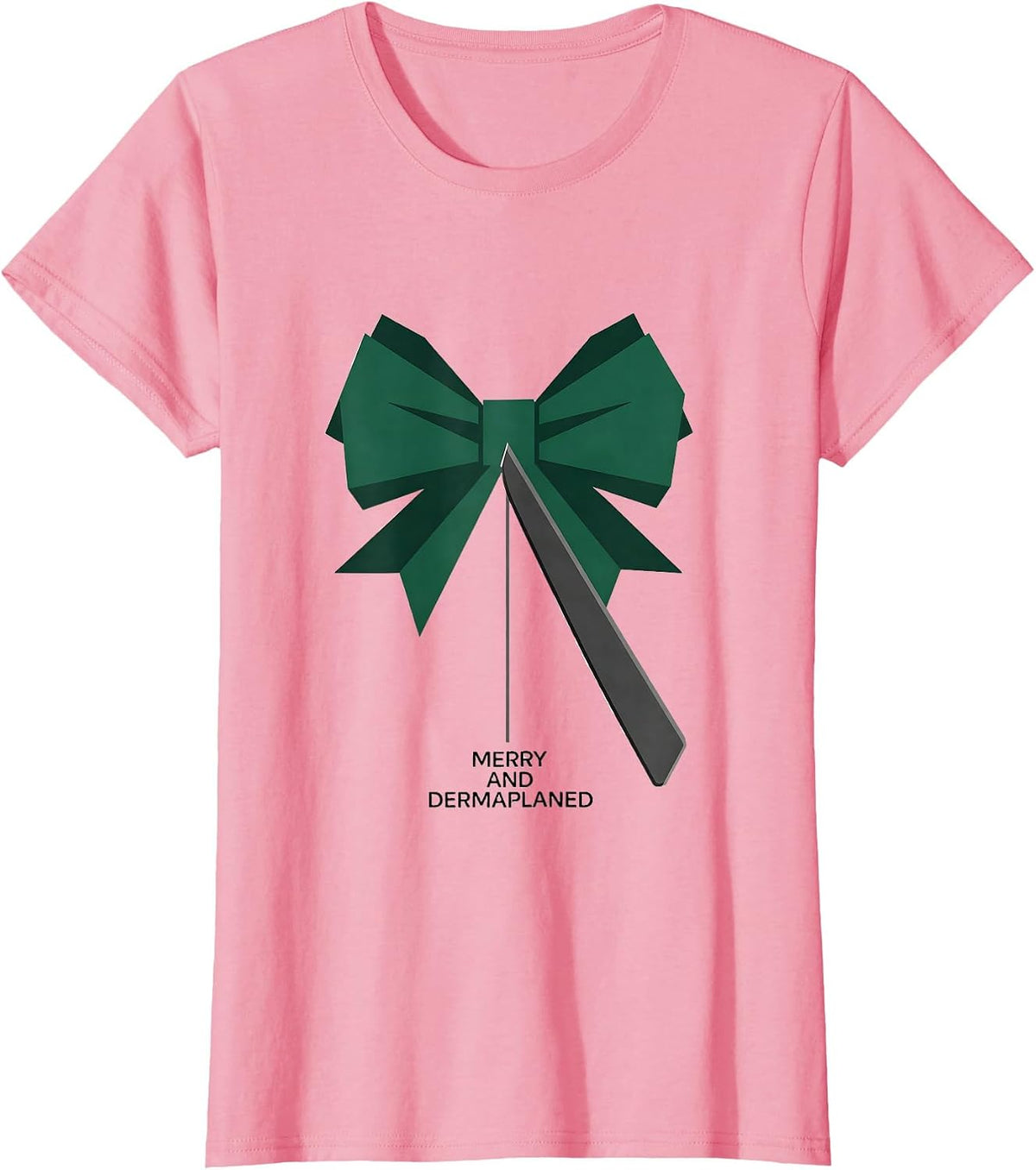 Women's Merry And Dermaplaned Editorial Conceptual Esthetician T-Shirt - Pink