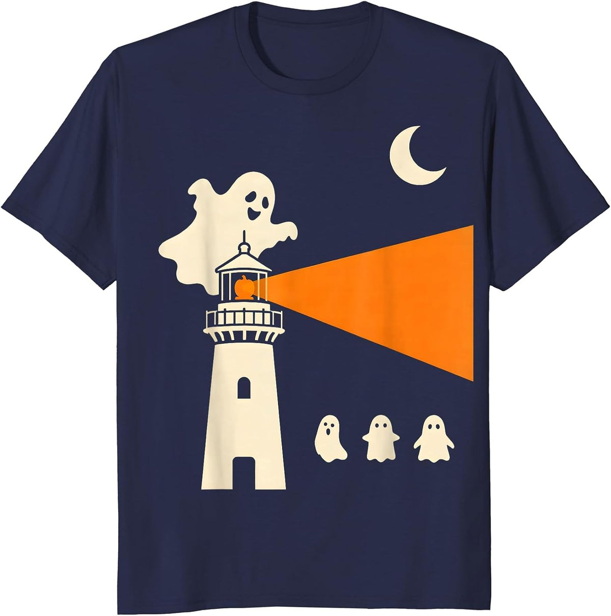 Friendly Ghost Lighthouse Mental Health Counselor Halloween T-Shirt - Navy Blue