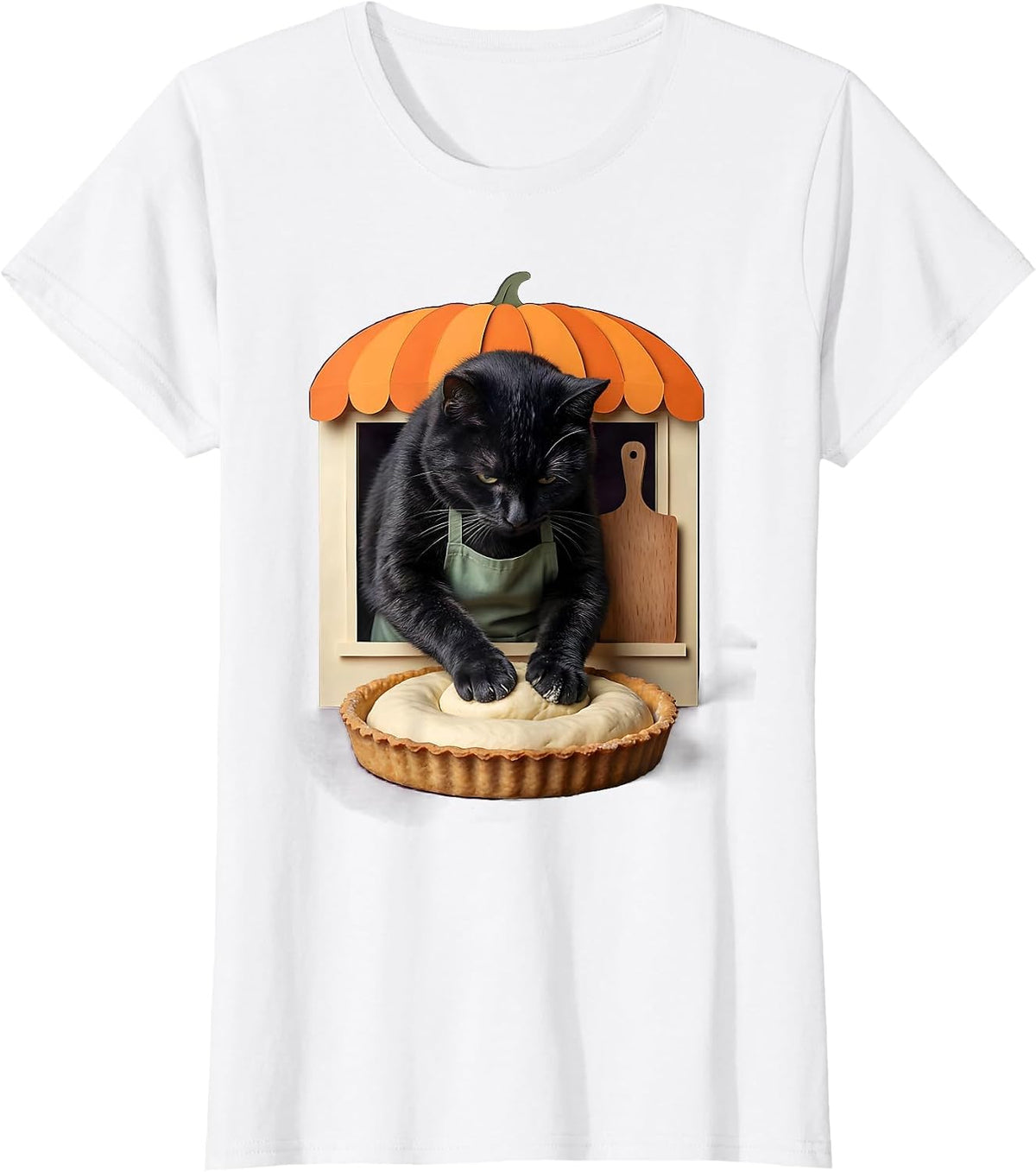 Women's Black Cat Bakery Biscuits Funny Cat Lover Art T-Shirt - White