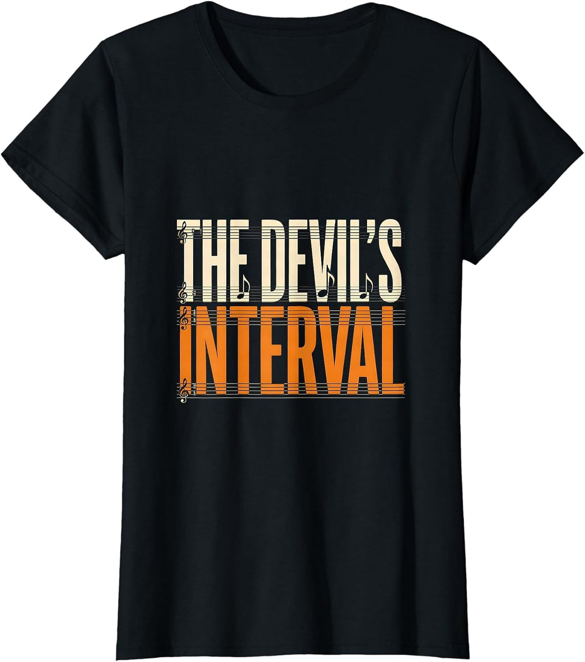 Women's The Devil's Interval Spooky Music Teacher Halloween Humor T-Shirt - Black