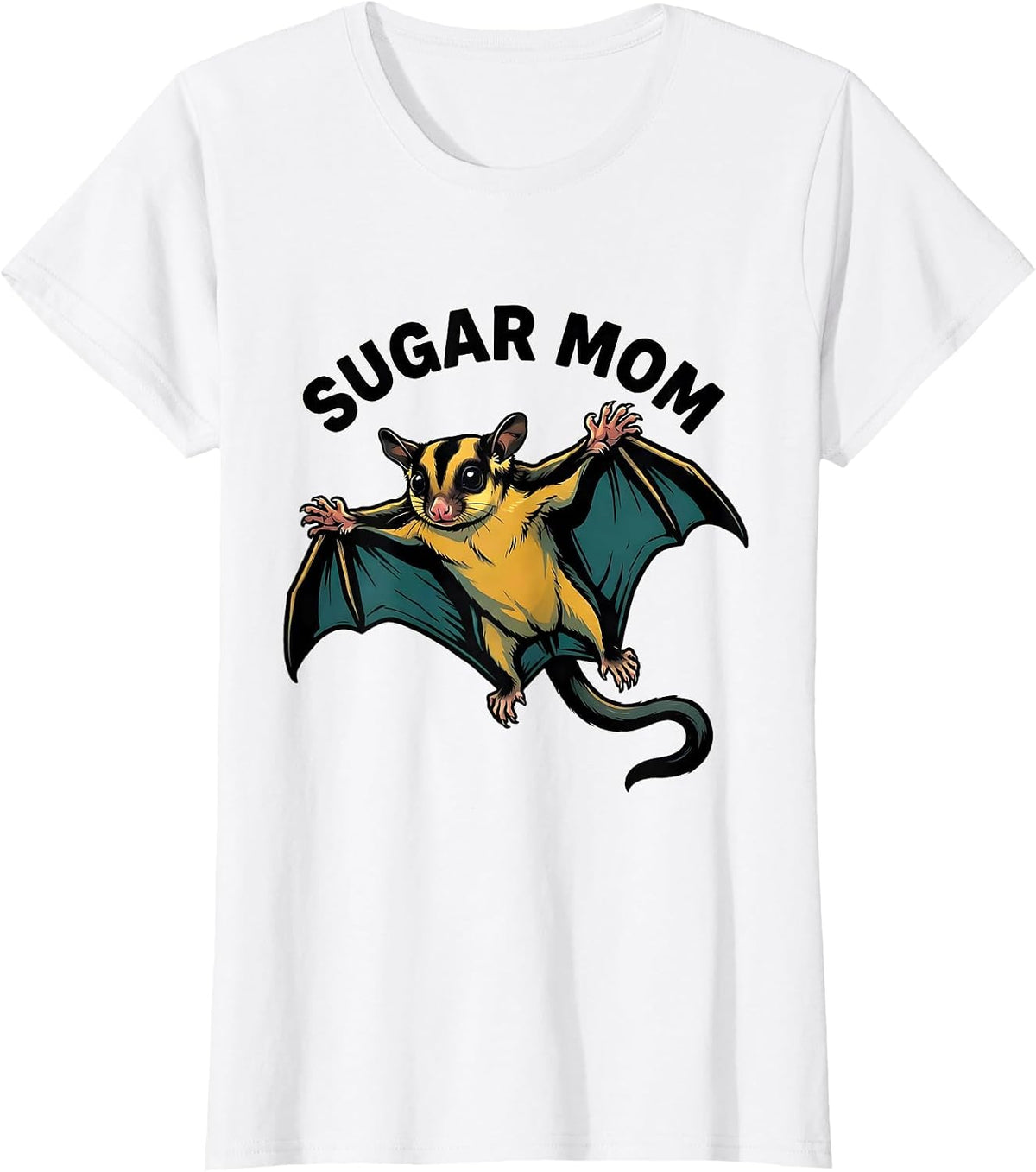 Sugar Mom Cartoon Sugar Glider Pet Owner Humor T-Shirt - White
