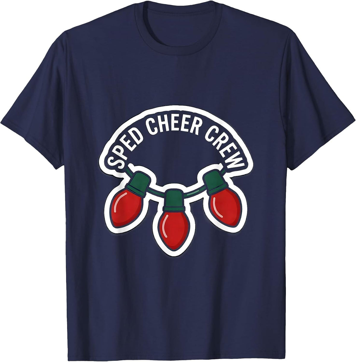 SPED Cheer Crew Holiday Special Education Teacher Christmas T-Shirt - Navy Blue
